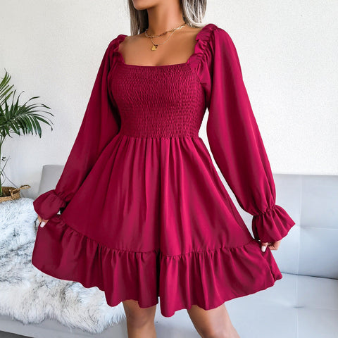 Starts With Love Smocked Dress - Wine