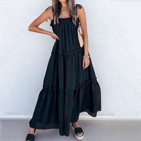 Yancy Tie Strap Wrap Midi Dress