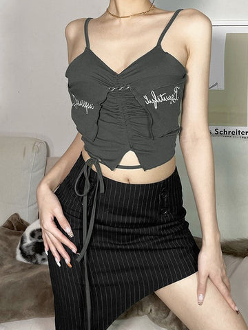 Solid Color Slim Letter Embroidered Stealth