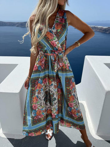 Syke Paisley Print Slit Maxi Dress