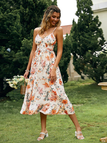 Vintage Soul Floral Tiered Midi Dress