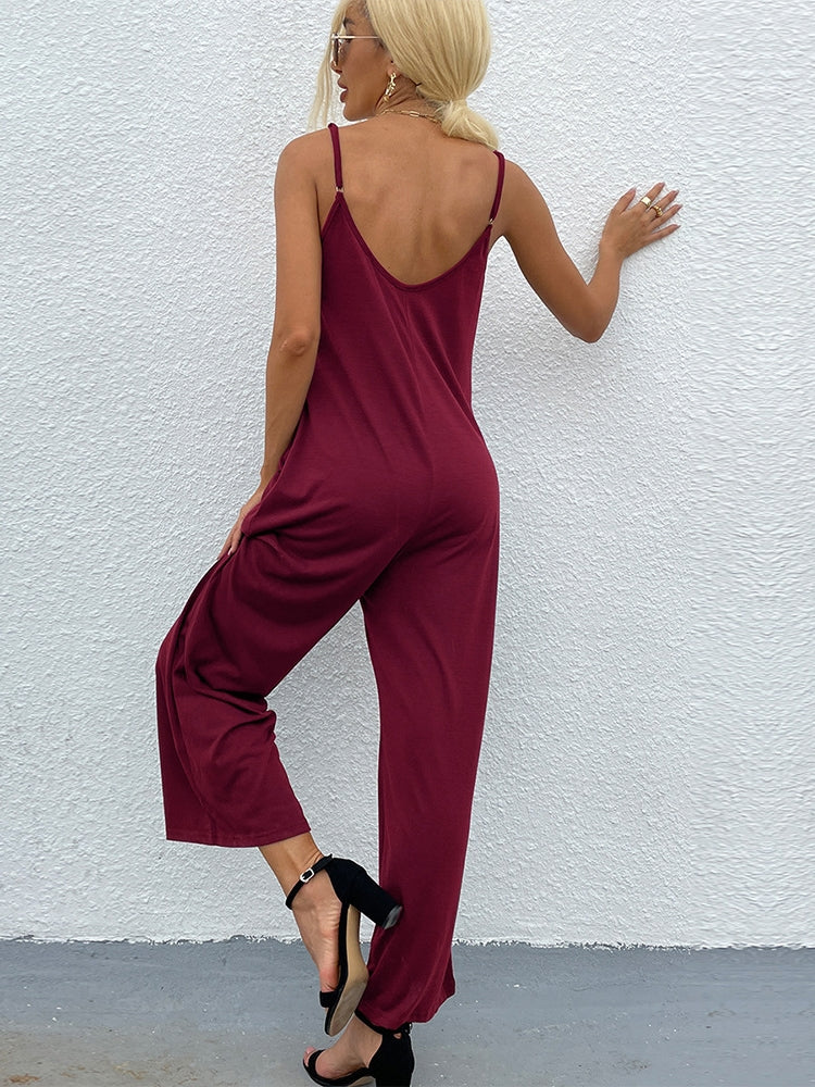 Solid Color Temperament Halter One-piece Suit