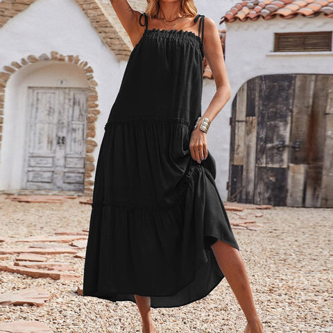 Young Love Ruffle Maxi Dress - Black