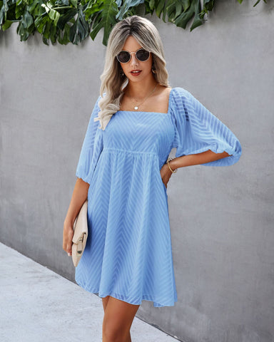 Silverado Gingham Babydoll-Kleid - Blau 