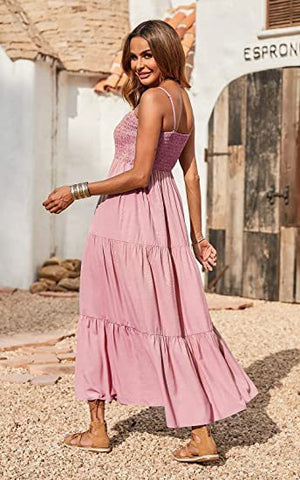 Sunshower – Gestuftes Maxikleid aus Baumwolle – Blush 