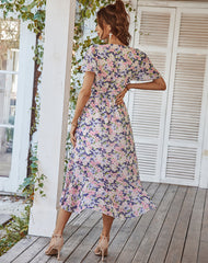 There She Goes Floral Ruffle Maxi Dress
