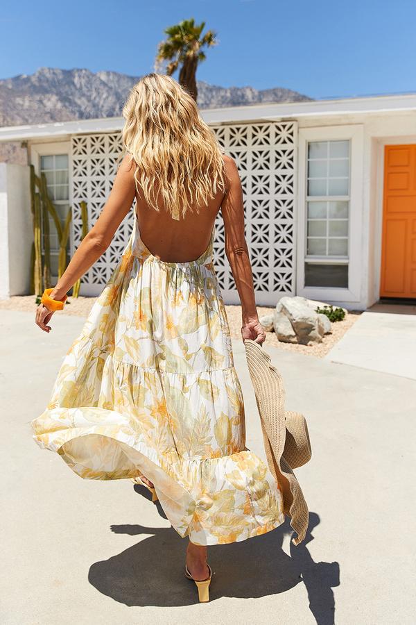 Trip For Two Smocked Halter Maxi Dress