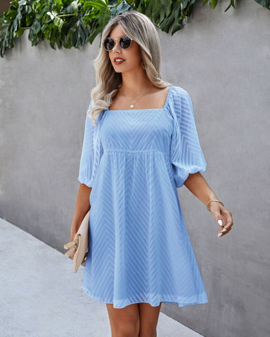 Silverado Gingham Babydoll-Kleid - Blau 