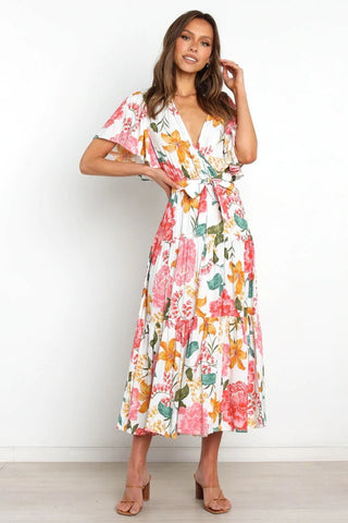 Taylen Satin Floral Cutout Maxi Dress