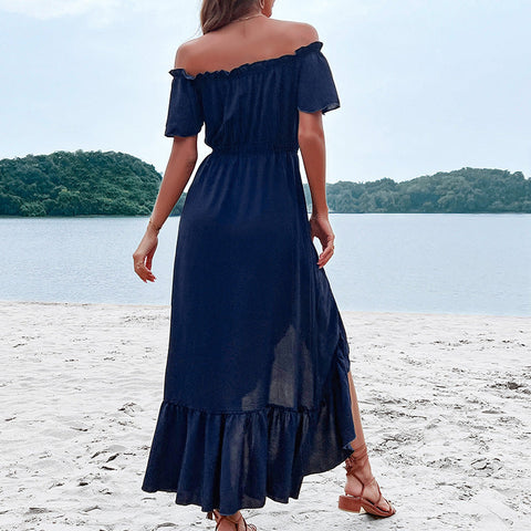 Some Like It Hot Smocked Off The Shoulder Dress - Navy