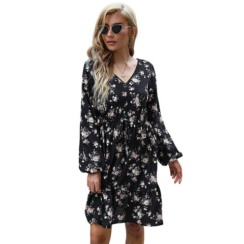 Robe à cordon de serrage florale Yolo