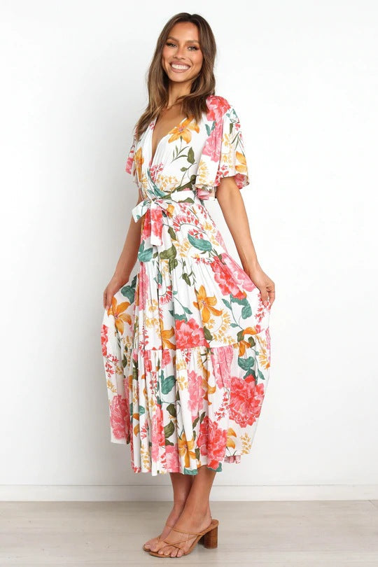 Taylen Satin Floral Cutout Maxi Dress