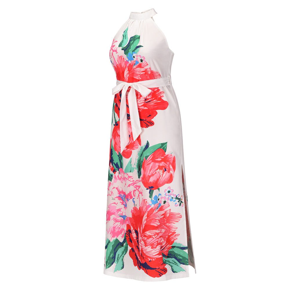 Robe longue imprimée « Take Me To Paradise » - Ivoire 