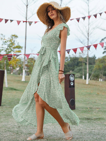 Sweet Pea Button Down Smocked Maxi Dress