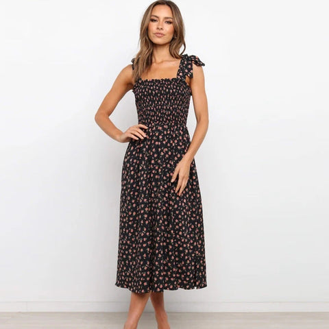 Violette Floral Satin Cutout Maxi Dress - Black