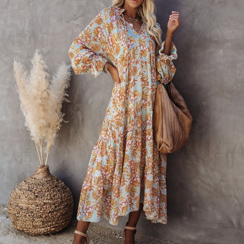 Tricks Boho-Maxikleid mit Schlangenmuster 