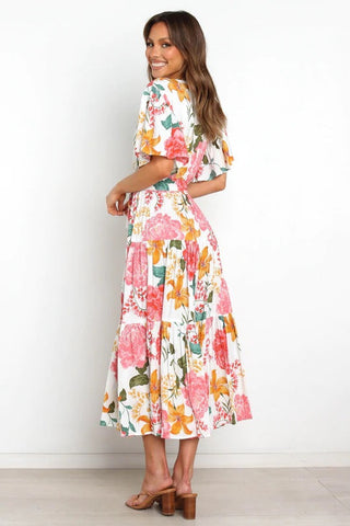 Taylen Satin Floral Cutout Maxi Dress