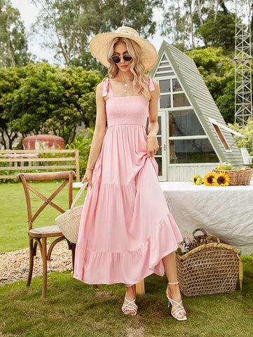 Tru Tiered Ruffle Maxi Dress - Light Peach