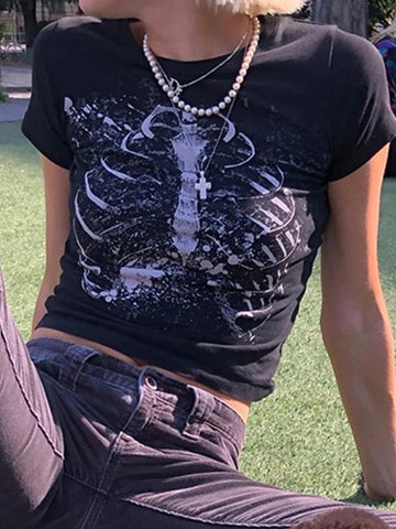 T-Shirt mit Rundhalsausschnitt und Sternum-Print 