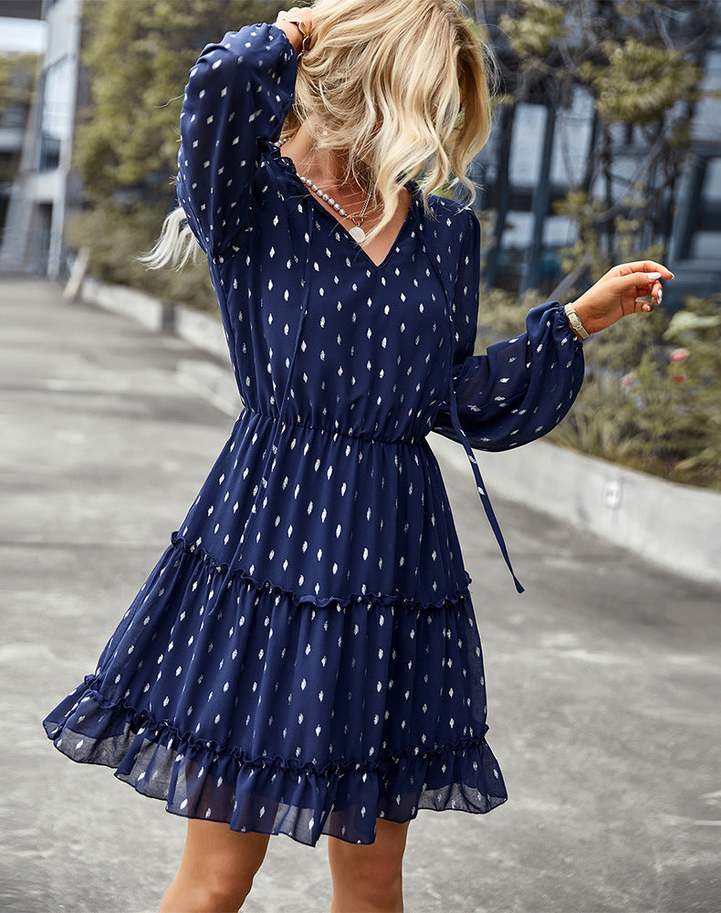 Viera Polka Dot Pleated Romper - Navy