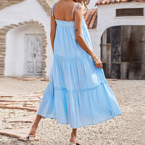 Tru Tiered Ruffle Maxi Dress - Powder Blue