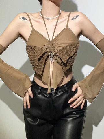 Solid Color Slim Navel Hanging Neck Straps Vest