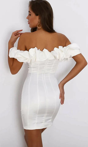 Penny Off Shoulder Satin Dress