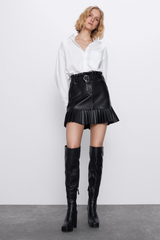 PU Mini Skirt With Belt