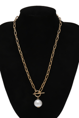Faux Pearl Pendant Chain Necklace
