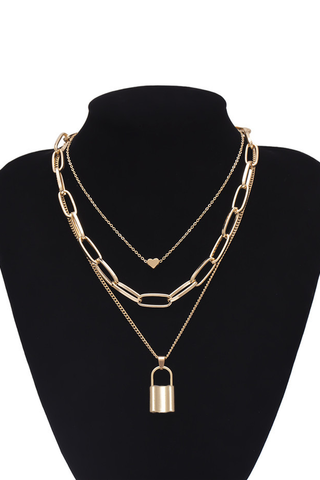 Lock Pendant Link Chain Necklace