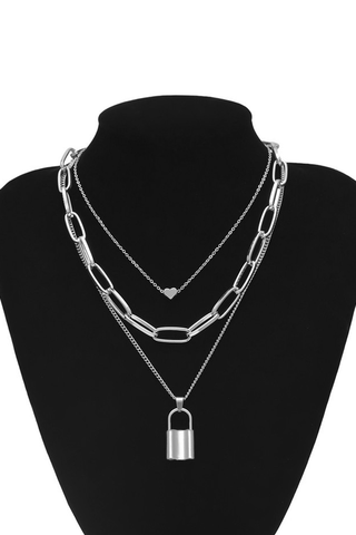 Lock Pendant Link Chain Necklace