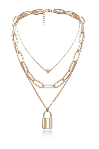 Lock Pendant Link Chain Necklace