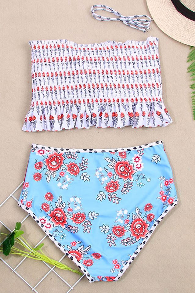 Floral Print High Waist Bikini Set