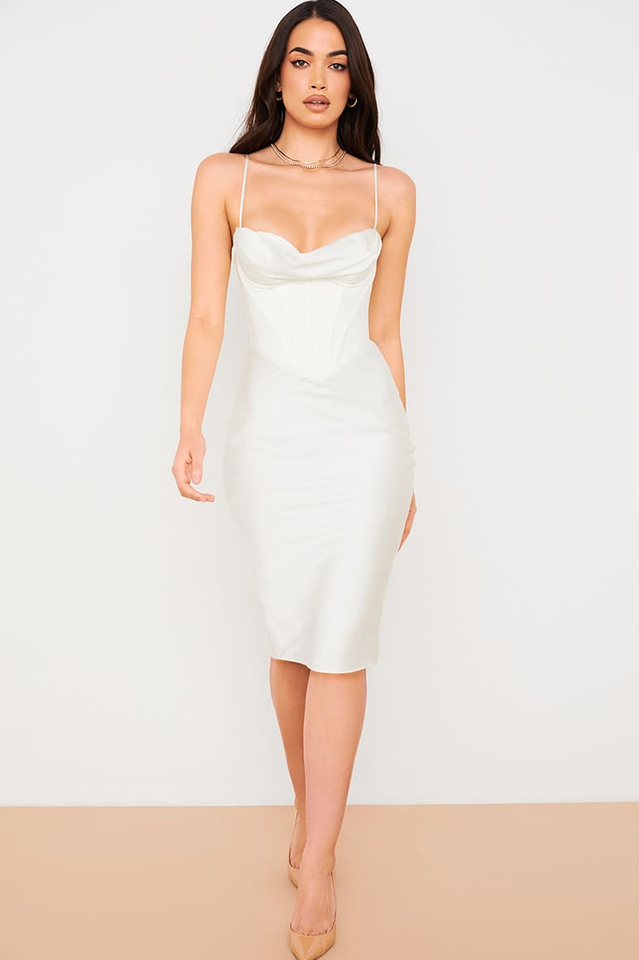 Absolute Elegance Satin Corset Midi Dress Orro Shop Absolute Elegance Satin Corset Midi Dress Orro Shop