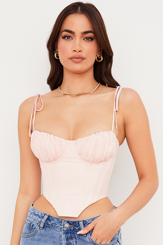 Chiffon Gathered Bust Cropped Corset