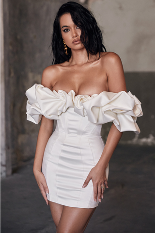 Satin Ruffle Strapless Dress