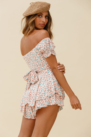 Off Shoulder Tie Back Romper