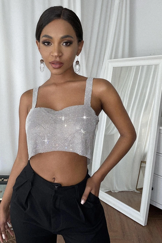 Rhinestone Crop Cami Top