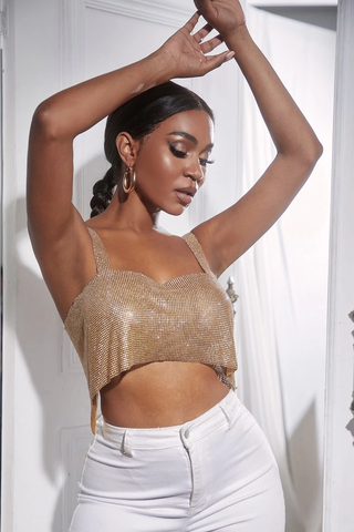 Rhinestone Crop Cami Top