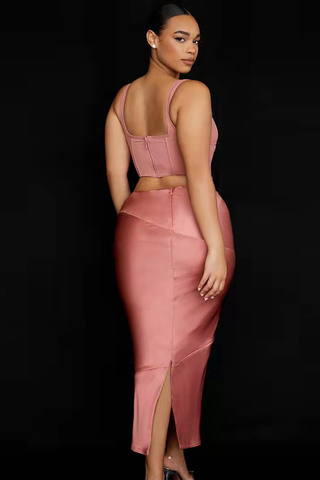 Satin Low Waist Midi Dress