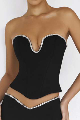 Corset noir orné de cristaux