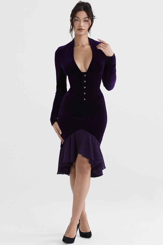 Dark Purple Velvet Corset Dress