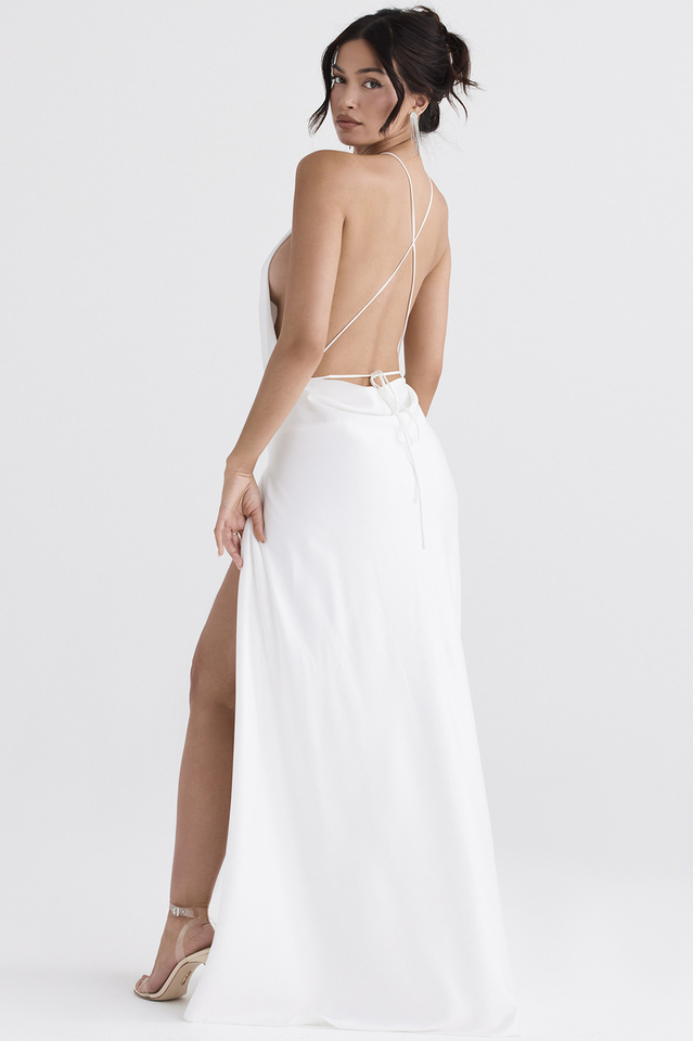 White Thigh Slit Maxi Dress