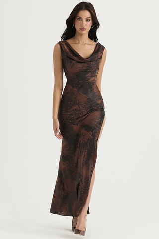 Antique Copper Bias Cut Maxi Dress