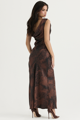 Antique Copper Bias Cut Maxi Dress