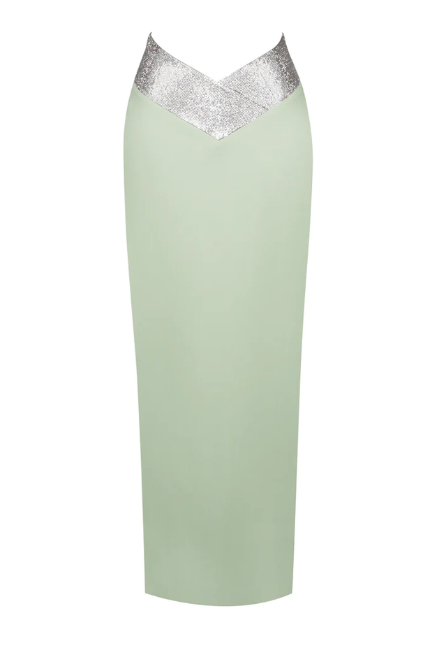 Uriel Mint Crop Top+Uriah Crystal Pencil Skirt