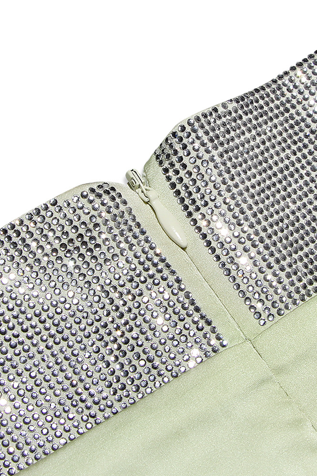 Uriel Mint Crop Top+Uriah Crystal Pencil Skirt