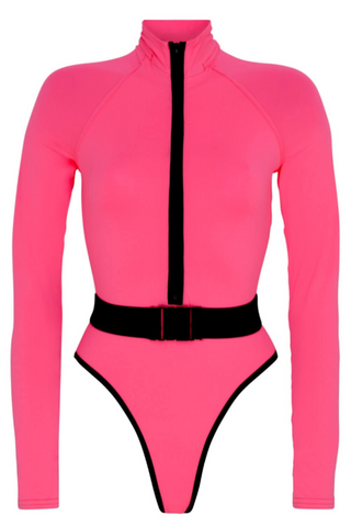 Surf-Up Neon Belted Swimsuit