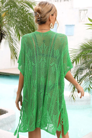 Side Slit Tassel Openwork Cover Up