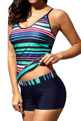 Rainbow Stripes Sprot Tankini Swimwear